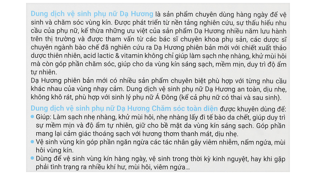 Dung dịch vệ sinh phụ nữ Dạ Hương chăm sóc toàn diện chai 100ml - 8